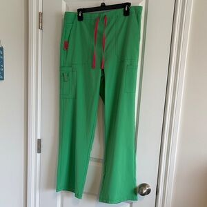 Carhartt spring Green Scrub Cargo Pants with Pink Drawstring